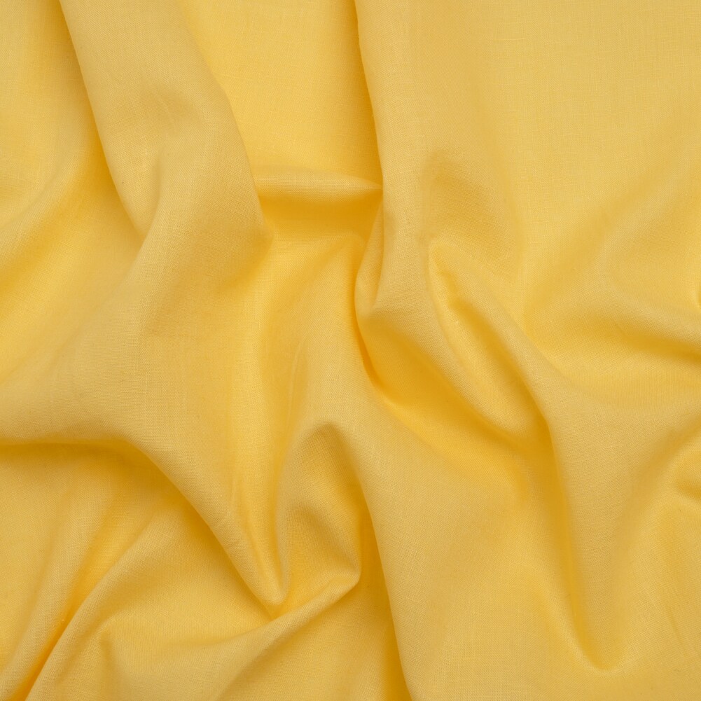 1 Yard Sunshine Linen and Cotton Woven Bright Yellow Solid Fabric