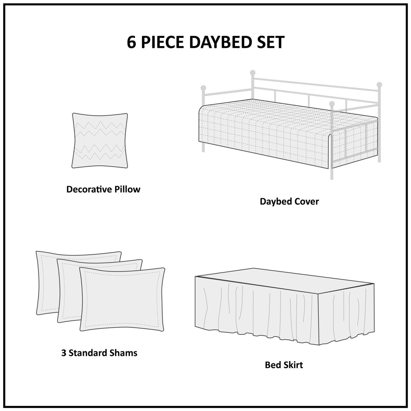 6 Piece Reversible Daybed Cover Set