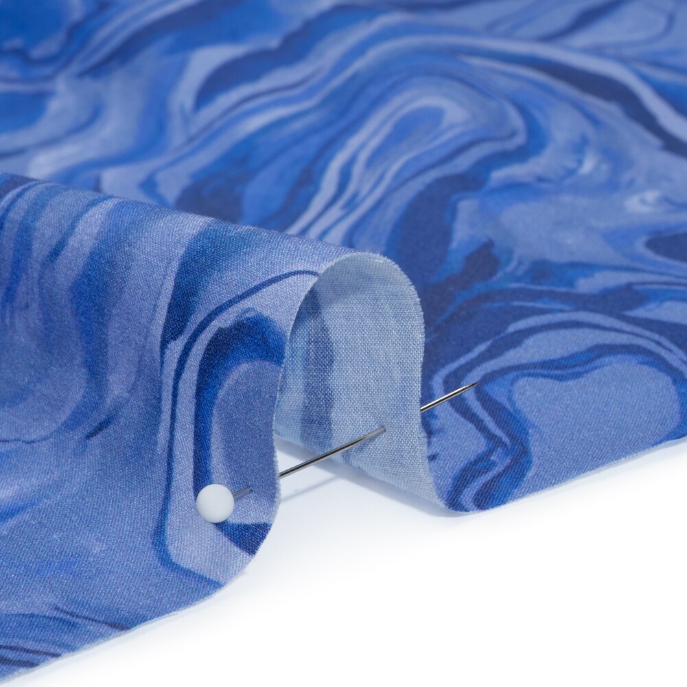 1 Yard Cotton Voile Fabric Blue Abstract Skyscape Print Fabric