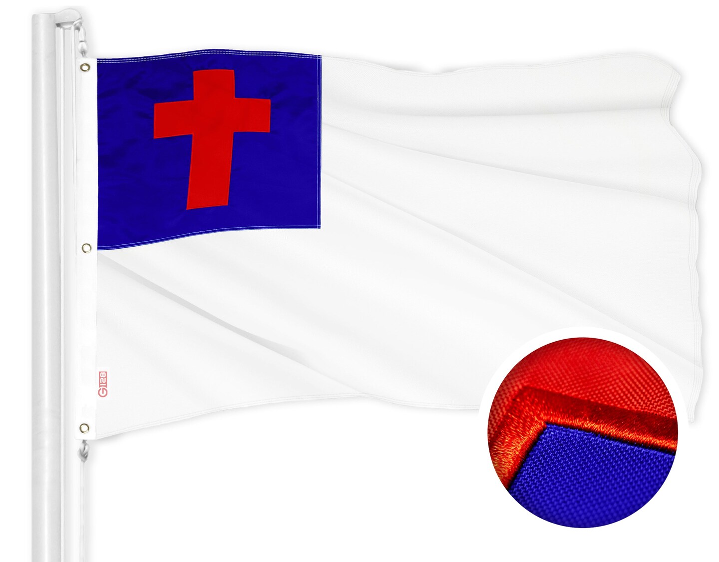 G128 Christian Flag | 6x10 Ft | ToughWeave Series Embroidered 300D ...