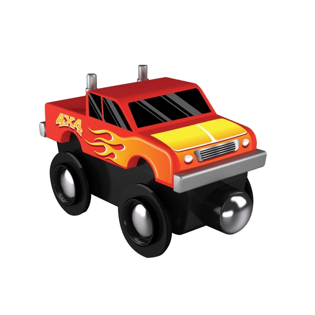 Monster Truck Toy Train Engine Magnetic Wooden Compatible With 1 Inch Tracks