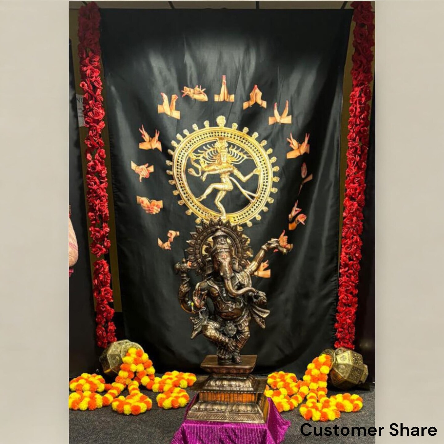 5x8ft Arangetram Natraj Backdrop Cloth Banner Hindu God Dancing Shiva Nataraja Indian Hindu Banner for Home Decor Temple Wall Hanging Photo Background for Indian Themed Party Decor