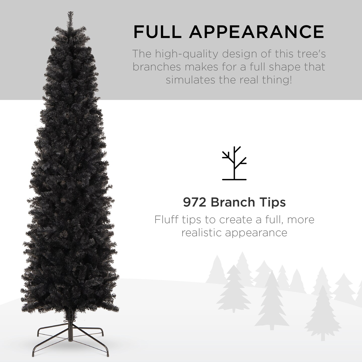Best Choice Products Black Artificial Holiday Christmas Pencil Tree w/ Metal Base