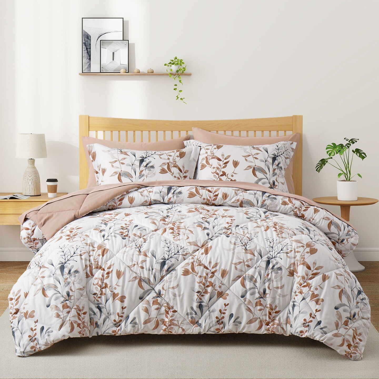 Bed In A Bag 7-Piece Printed Comforter Set-All Season Bedding Sets With Comforter Pillow Shams Flat Sheet Fitted Sheet