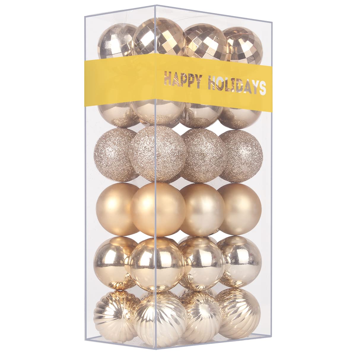 Champagne Gold 1.6&#x22;&#x22; Small Christmas Balls Christmas Tree Decoration Ornaments Shatterproof Hanging Balls for Birthday Halloween Holiday Wedding Decorations Set of 36pcs