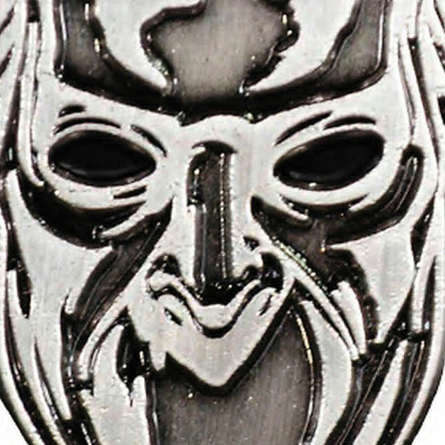 Ghost Nameless Ghoul Face Antique Nickel Enamel Pin 1 1/2&#x22;