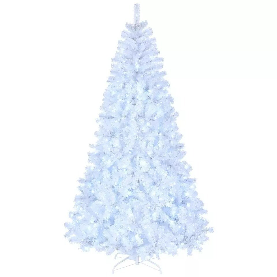 8Ft Pre-lit Artificial Christmas Tree White Snow 2008 Branche with 670 LED Light