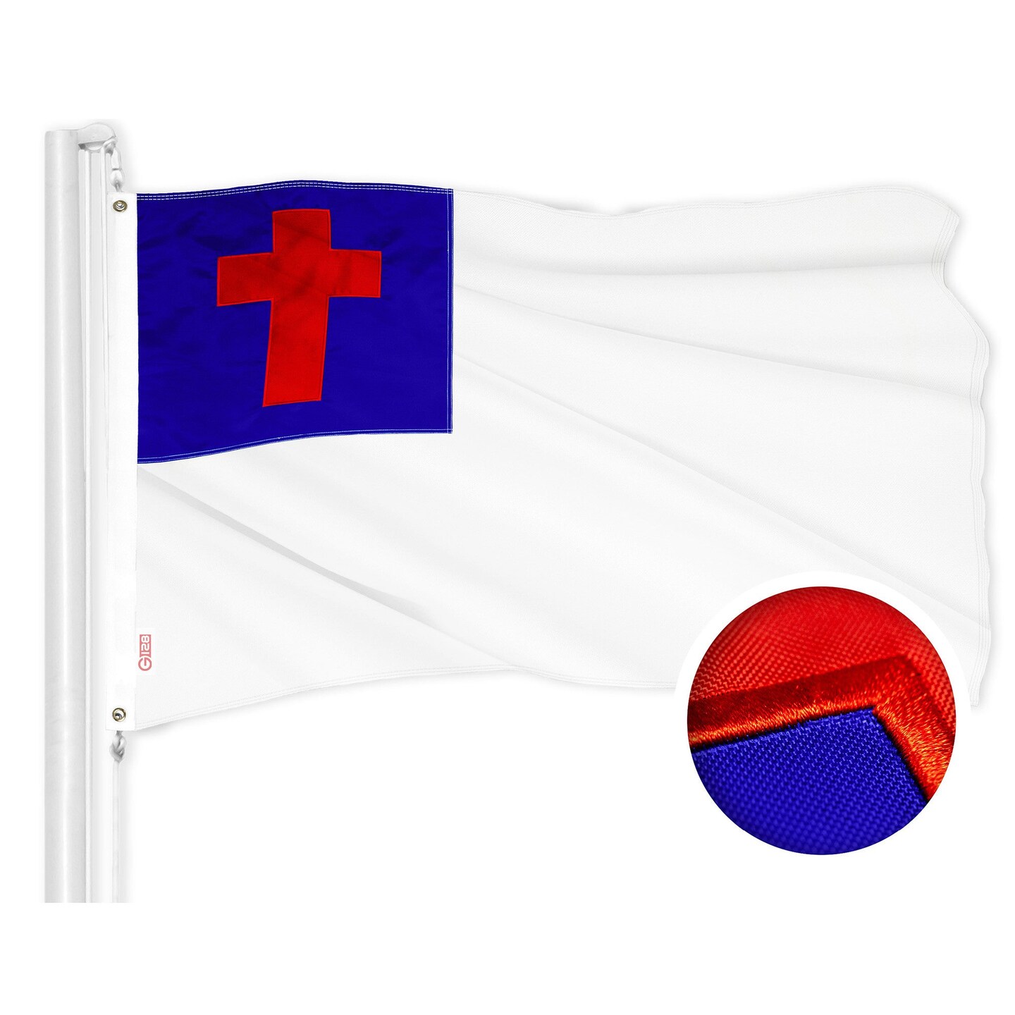 G128 Christian Flag | 2x3 Ft | ToughWeave Series Embroidered 300D Polyester | Religious Flag, Embroidered Design, Indoor/Outdoor, Brass Grommets