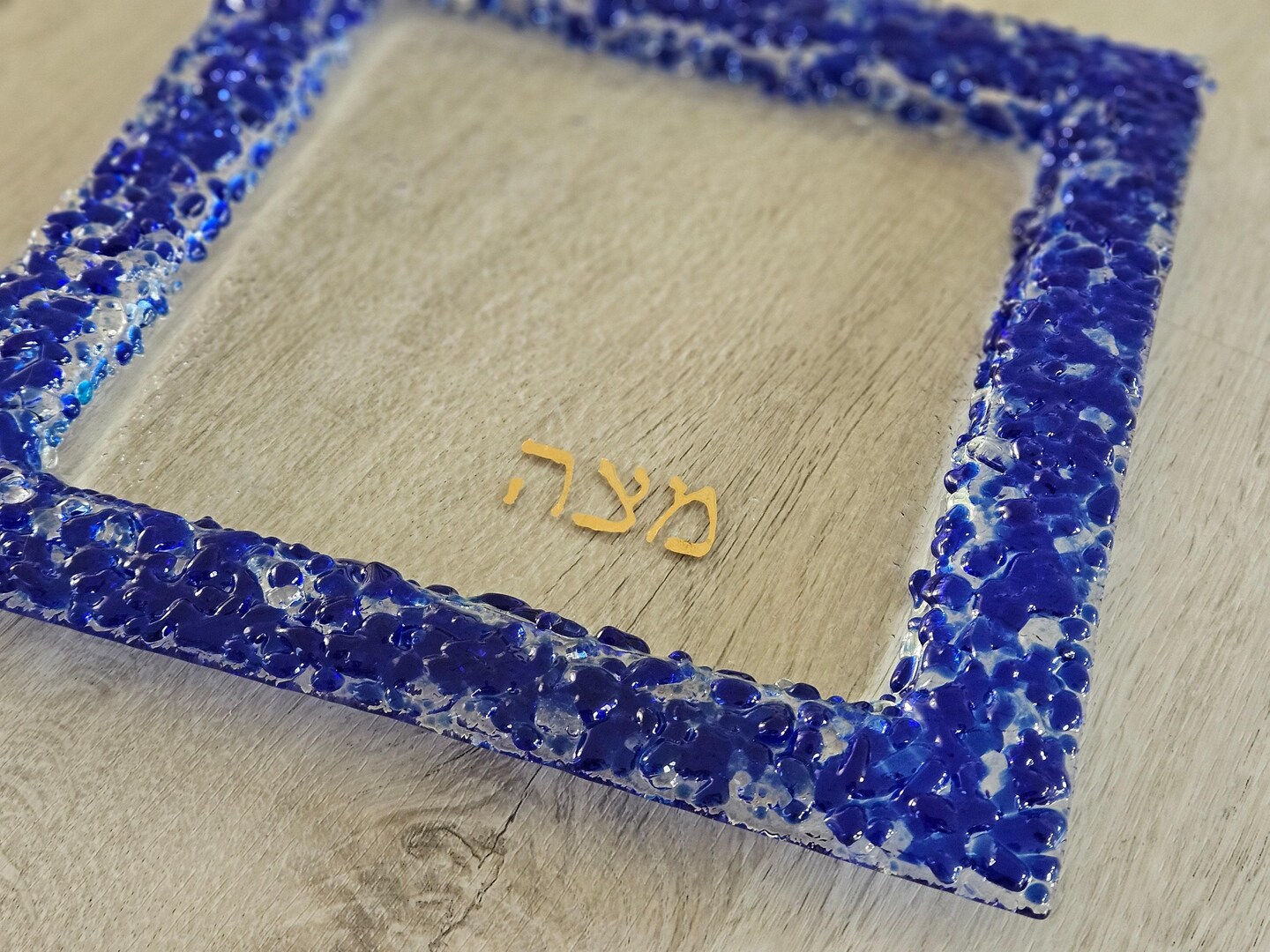 Blue shards Matzah plate Passover hostess gift square matzo plate
