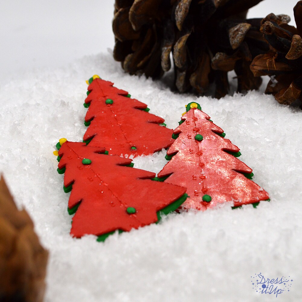 Dress It Up Buttons Christmas Trees, 3pcs Flat Back Craft Embellishments