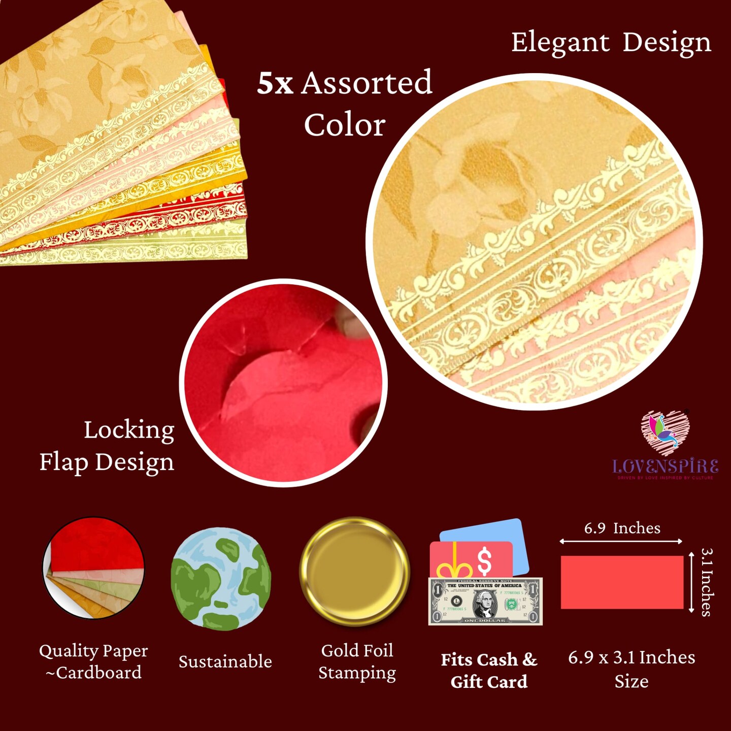 Money Envelopes for Cash Gifts Assorted Color Designs Money Holder Card Fancy Packet Lifafa Shagun Gift Envelope for Christmas Diwali Easter Birthday Wedding Eid (set of 25/50/100)