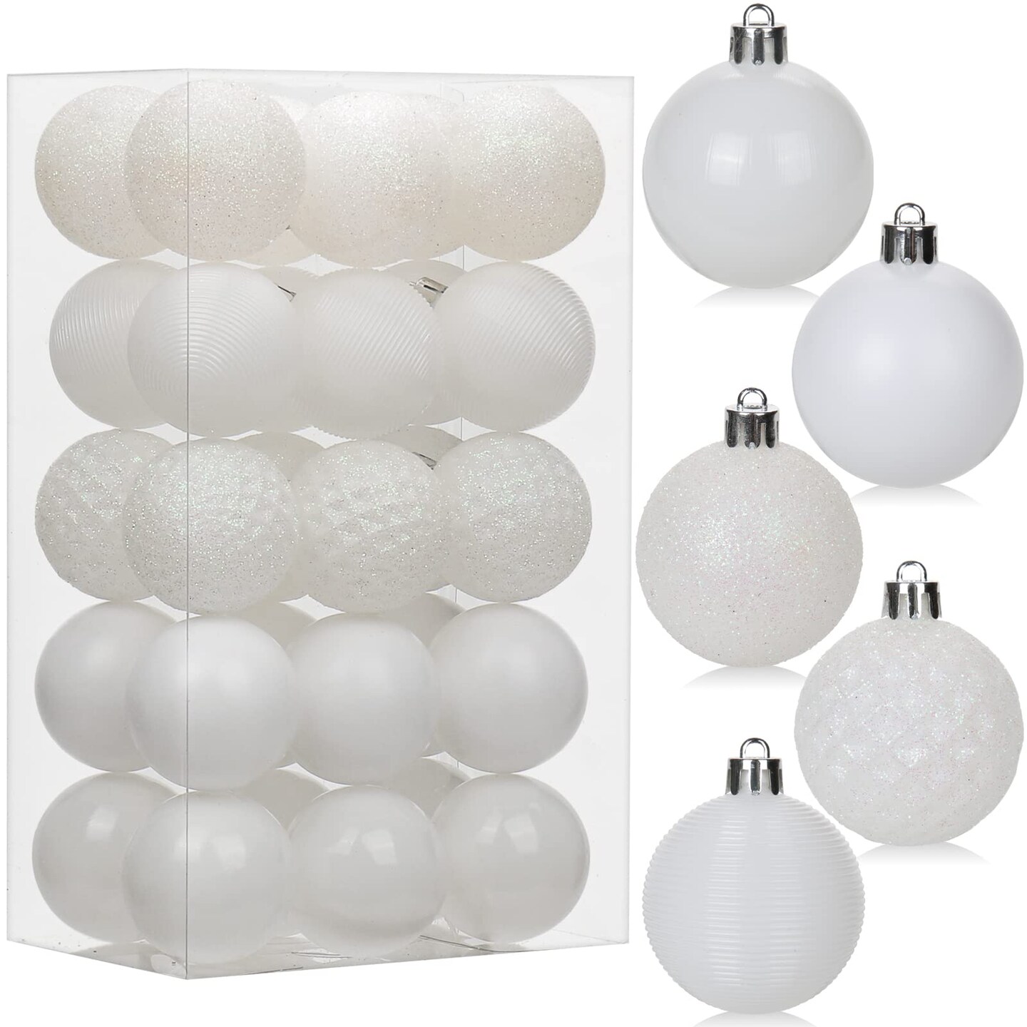 30PCS 2&#x22;&#x22; Christmas Ball Ornaments Shatterproof Pearl White Christmas Tree Decorations Xmas Tree Balls Halloween Ornaments D?cor