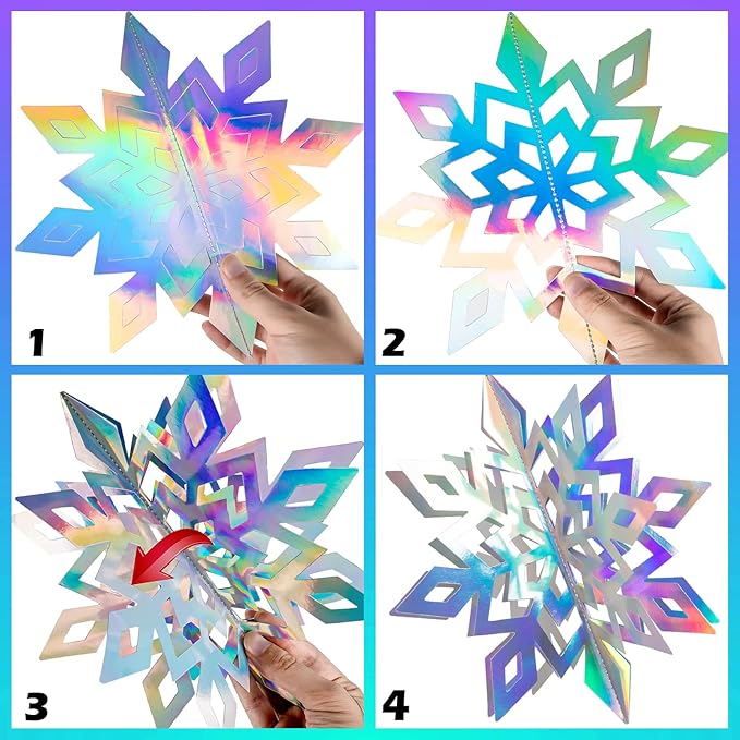 12Pcs Christmas Hanging Snowflake Decorations, 3D Snowflake Ornaments for Winter Wonderland Decorations Frozen Birthday Party Supplies, Snowflakes for Christmas Decorations Indoor Home Decor