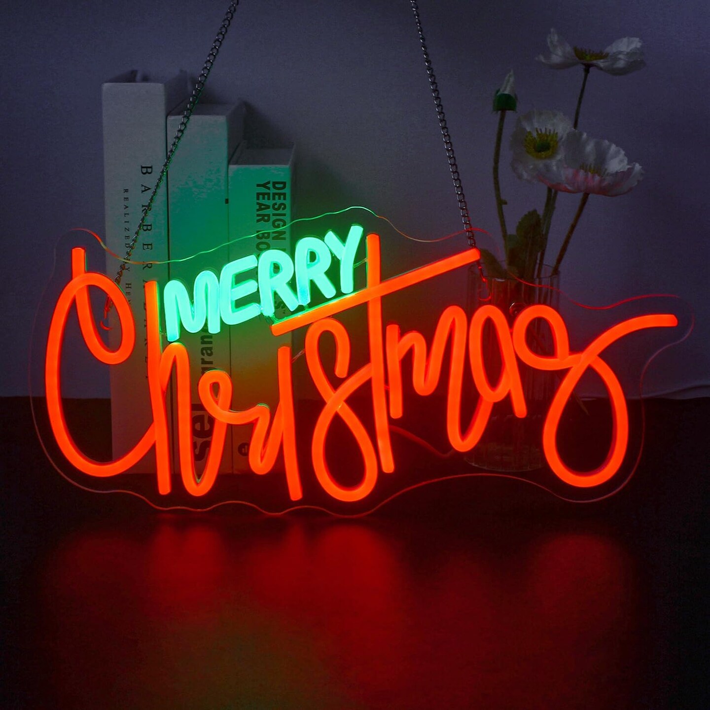 Merry Christmas Neon Sign - Red Green Led Sign 10 Dimmable Neon Signs for Wall Decor, Merry Christmas Neon Lights Signs for Christmas Party Bar Home Christmas Decor Family Kids Gifts