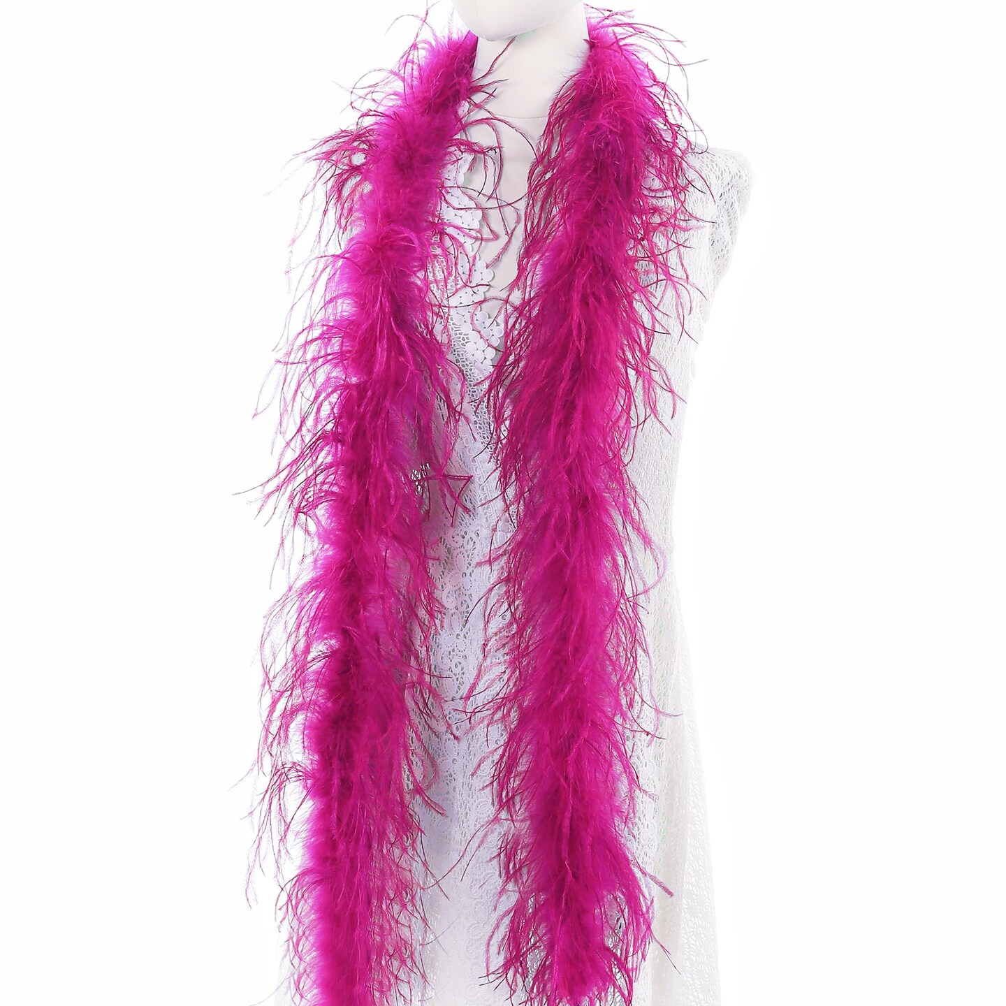 Soarer Hot Pink Ostrich Boas 2Yards 1Ply Long Boas for Halloween Party DIY Craft Sewing