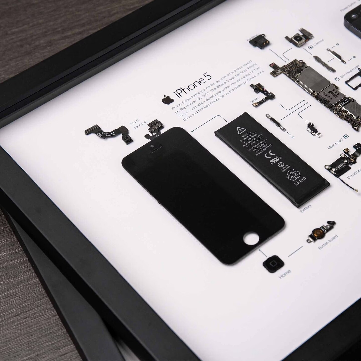 Framed iPhone 5 Disassembled Phone Teardown iphone Wall Art