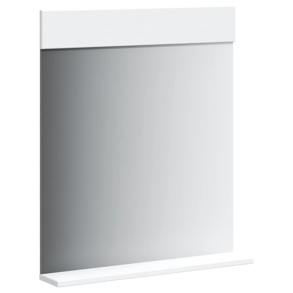 vidaXL Bathroom Mirror with Shelf BERG White 23.6&#x22;x4.7&#x22;x27.6&#x22; Solid Wood