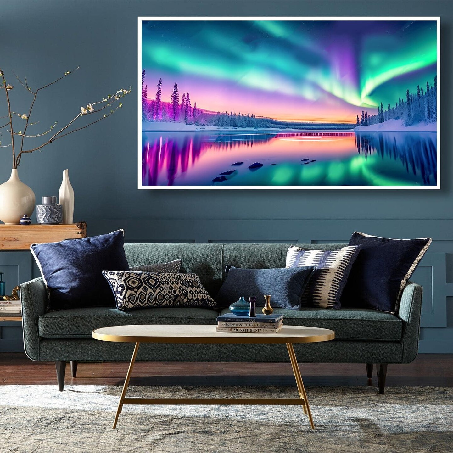 5D Large Diamond Art Painting for Adults-Aurora Diamond Painting Kits for Adults&#xFF0C;DIY Lake Full Drill Crystal Rhinestone Arts Crafts&#xFF0C;Gem Art for Home Wall Decor 28 X16in