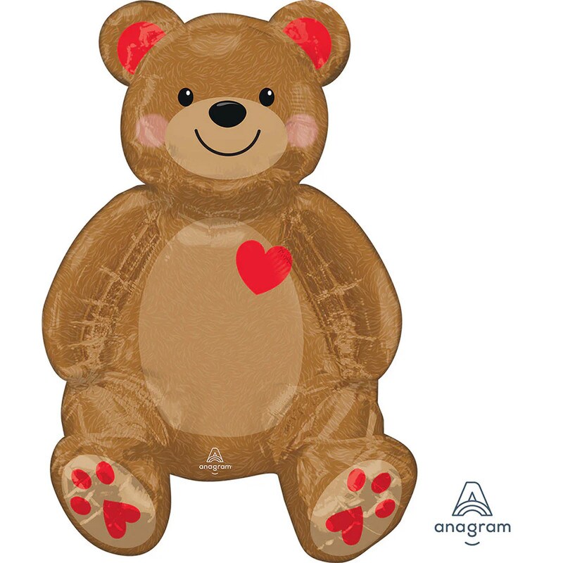 Sitting Teddy 20&#x22; Air Fill Foil Balloon Love