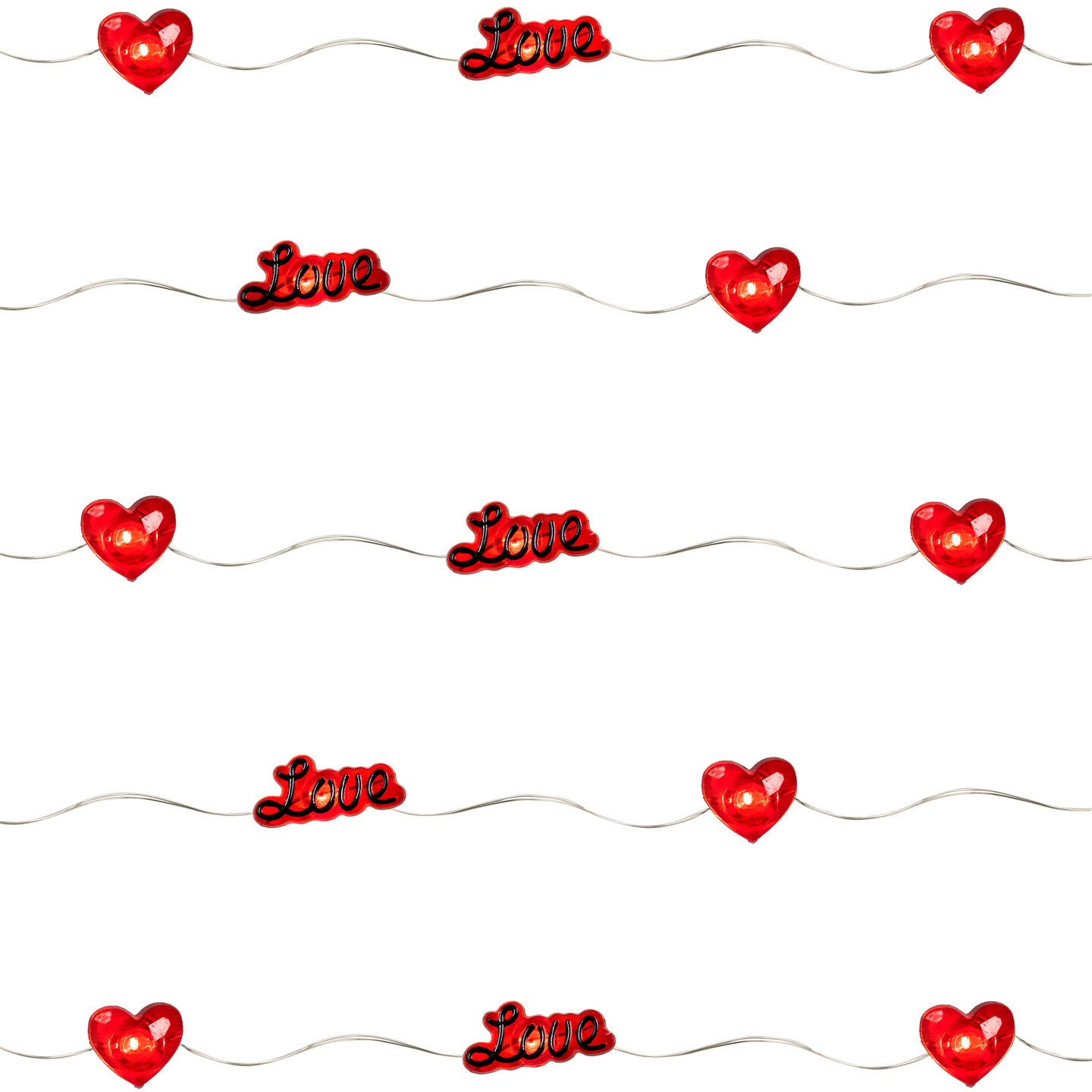Northlight 20-Count Red Valentine's Day Love and Heart LED Fairy Lights, 6.25ft, Copper Wire