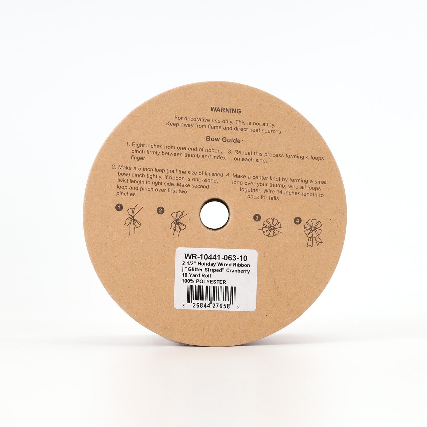 LaRibbons 2 1/2" Holiday Wired Ribbon | "Glitter Striped" Cranberry | 10 Yard Roll