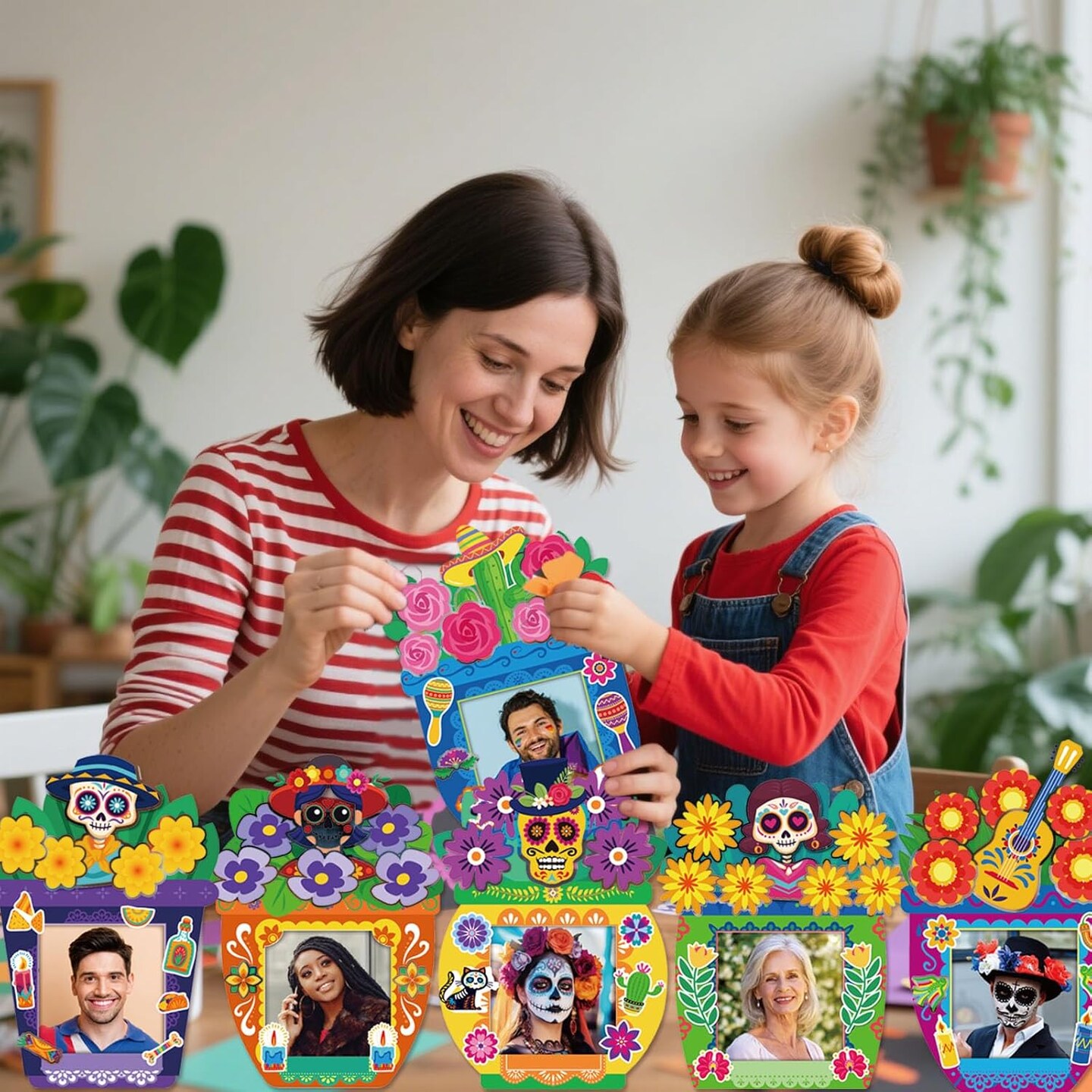 Day Of The Dead DIY Paper Photo Frames Set Mexican(Flower pot style)13.46&#x22;L x 10&#x22;W