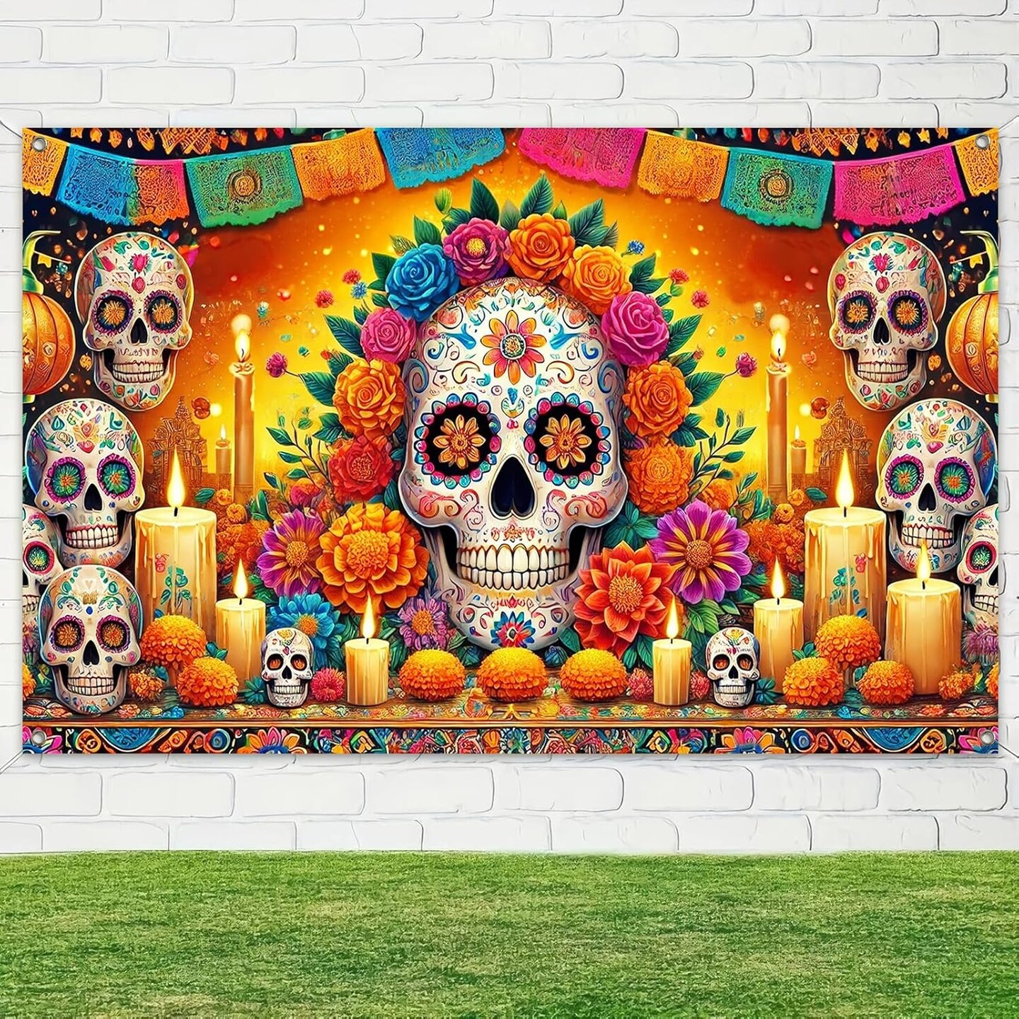 Day of the Dead Banner 71x43 Inch D&#xED;a de los Muertos(Day of the Dead Decor#0012)71&#x22;L x 43&#x22;W