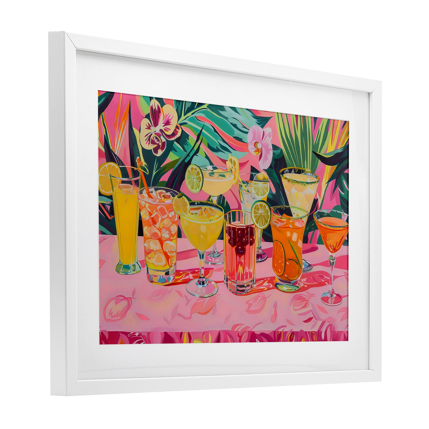 Stupell Industries Tropical Pink Cocktail Party Framed Print Under Glass, design by LSR Design Studio