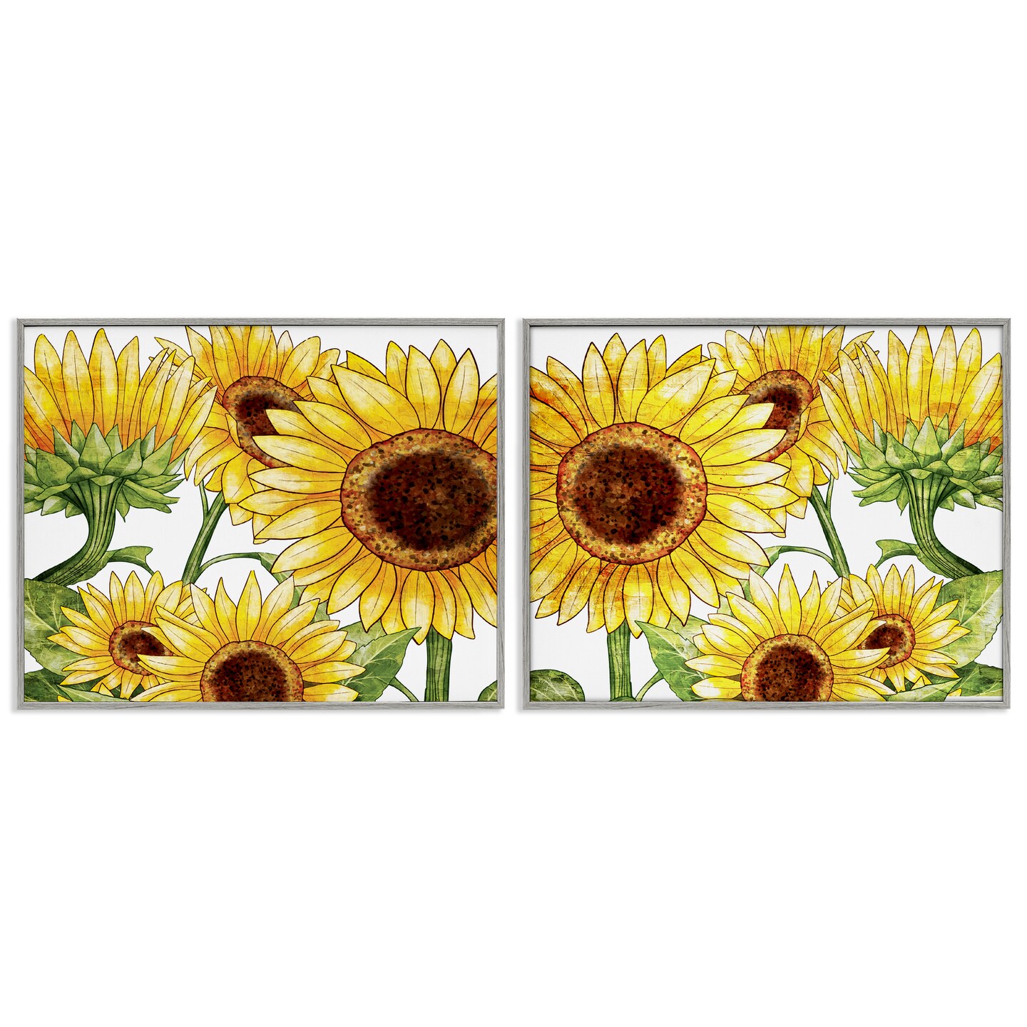 Stupell Industries Warm Blossoms Yellow Sunflowers 2pc Framed Giclee Set, design by Kim Allen