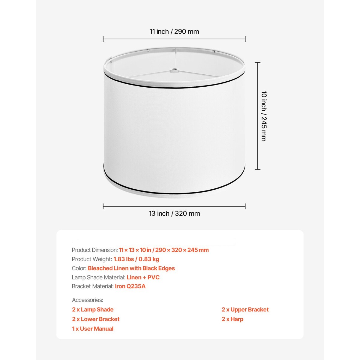 Medium Drum Lamp Shades Linen Replacement for Table Floor Pendant Lamps