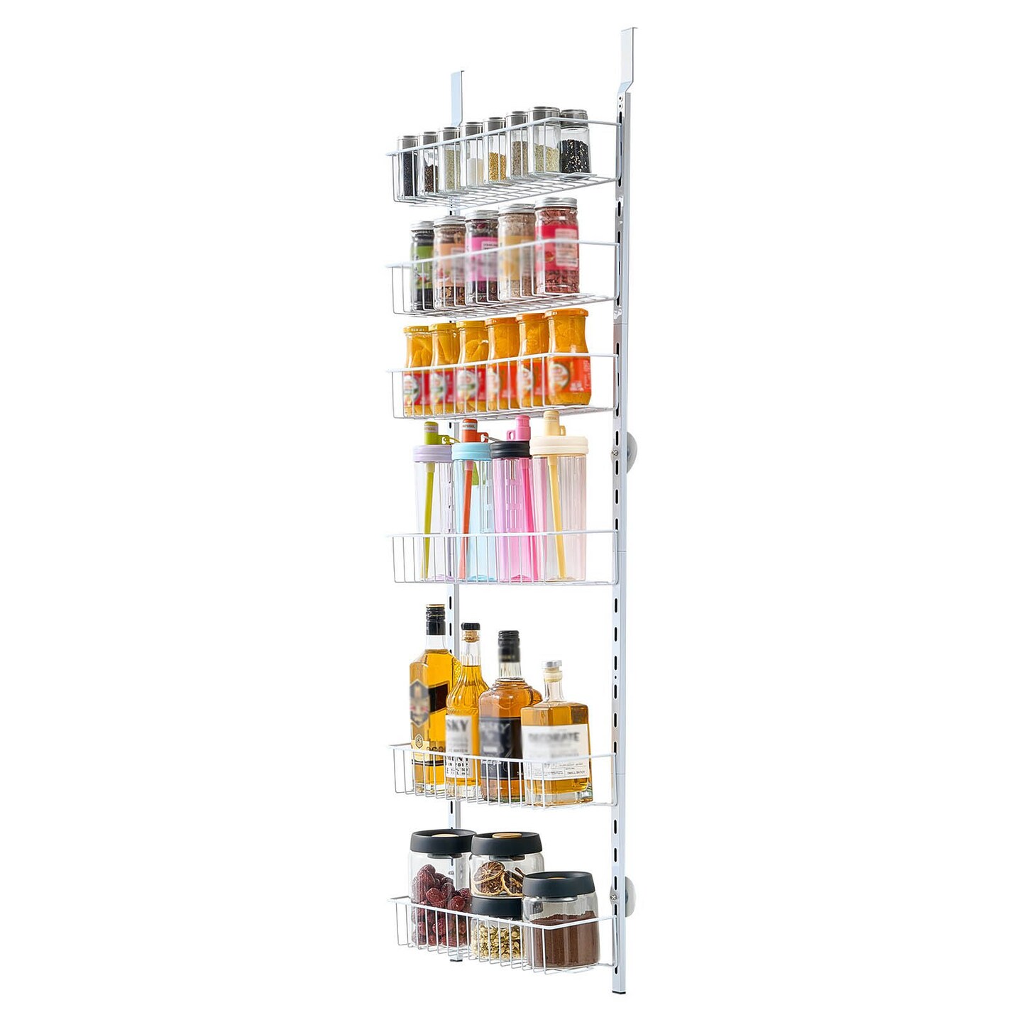 Chrome Over-Door Pantry Organizer with Adjustable Baskets