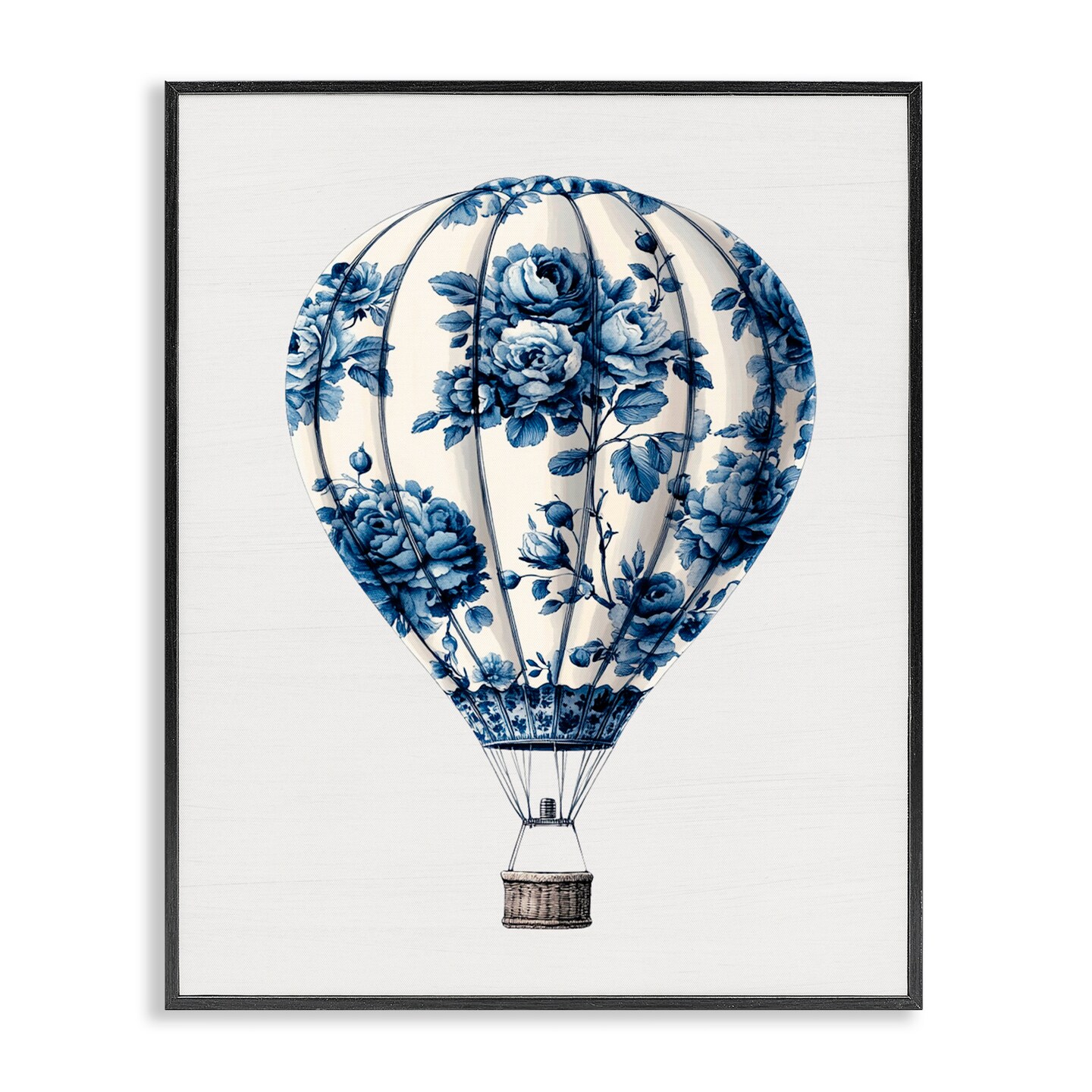 Stupell Industries Vintage Toile Hot Air Balloon Framed Giclee, design by Lettered and Lined