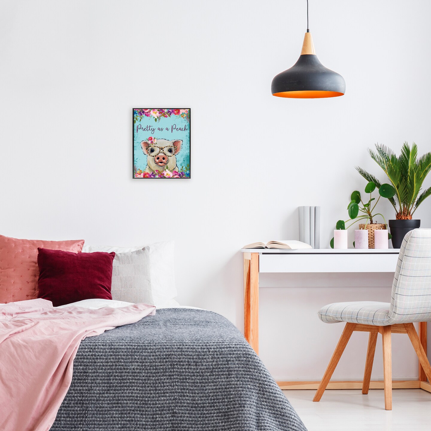 Stupell Industries Pretty as a Peach Pig Framed Giclee, design by Lee Keller