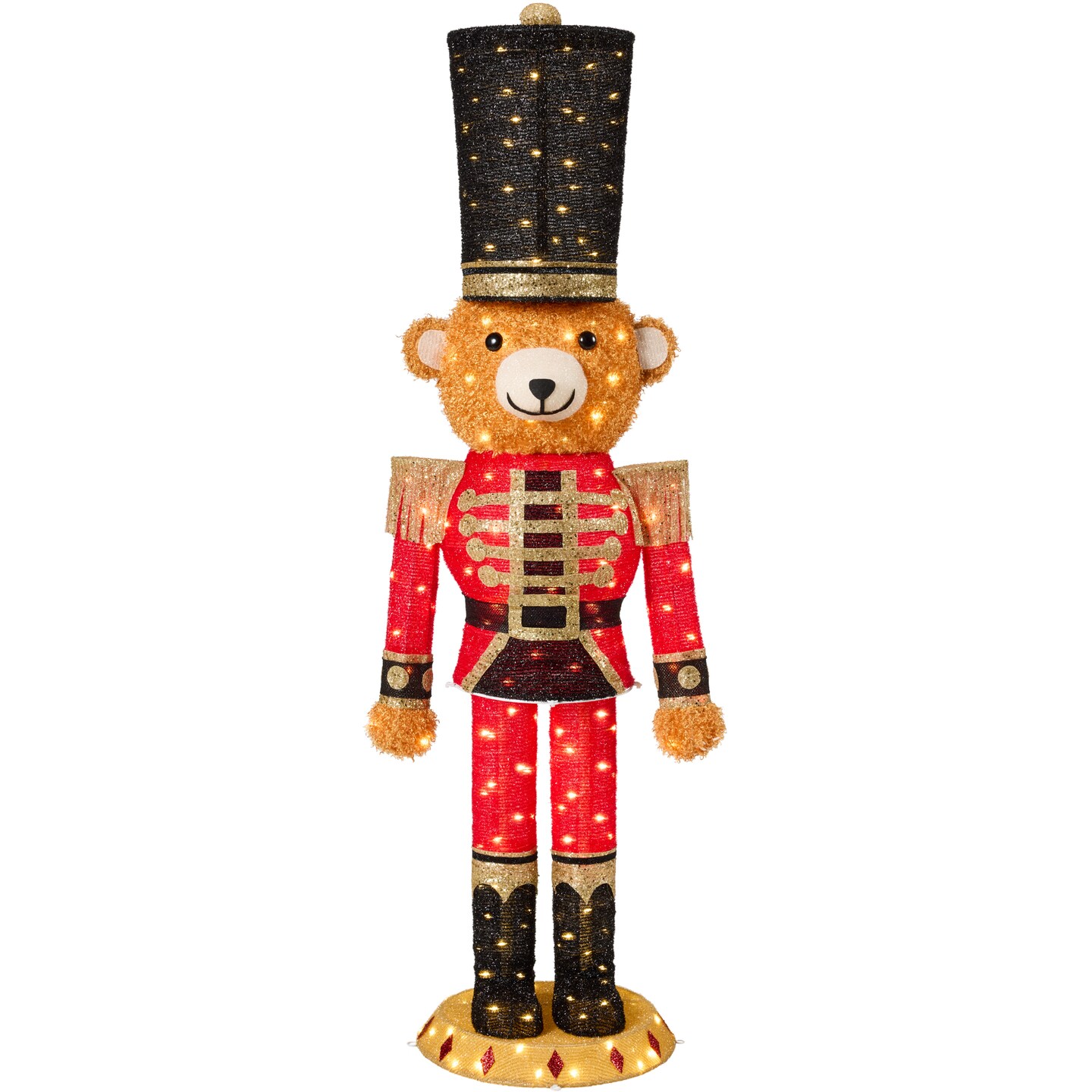 Christmas Nutcracker Bear 5ft Pop Up Lighted Large Holiday Decoration w/150 Twinkling LED lights for Outdoor, Indoor