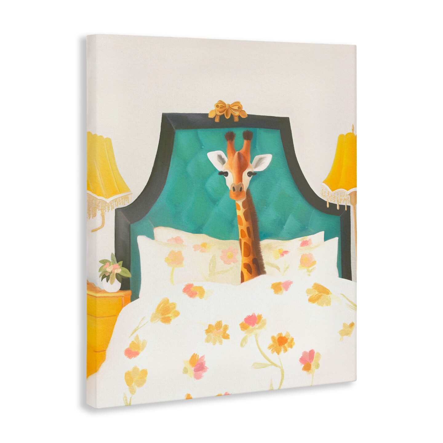 Stupell Industries Good Morning Giraffe in Bed Canvas, design by Leah Straatsma