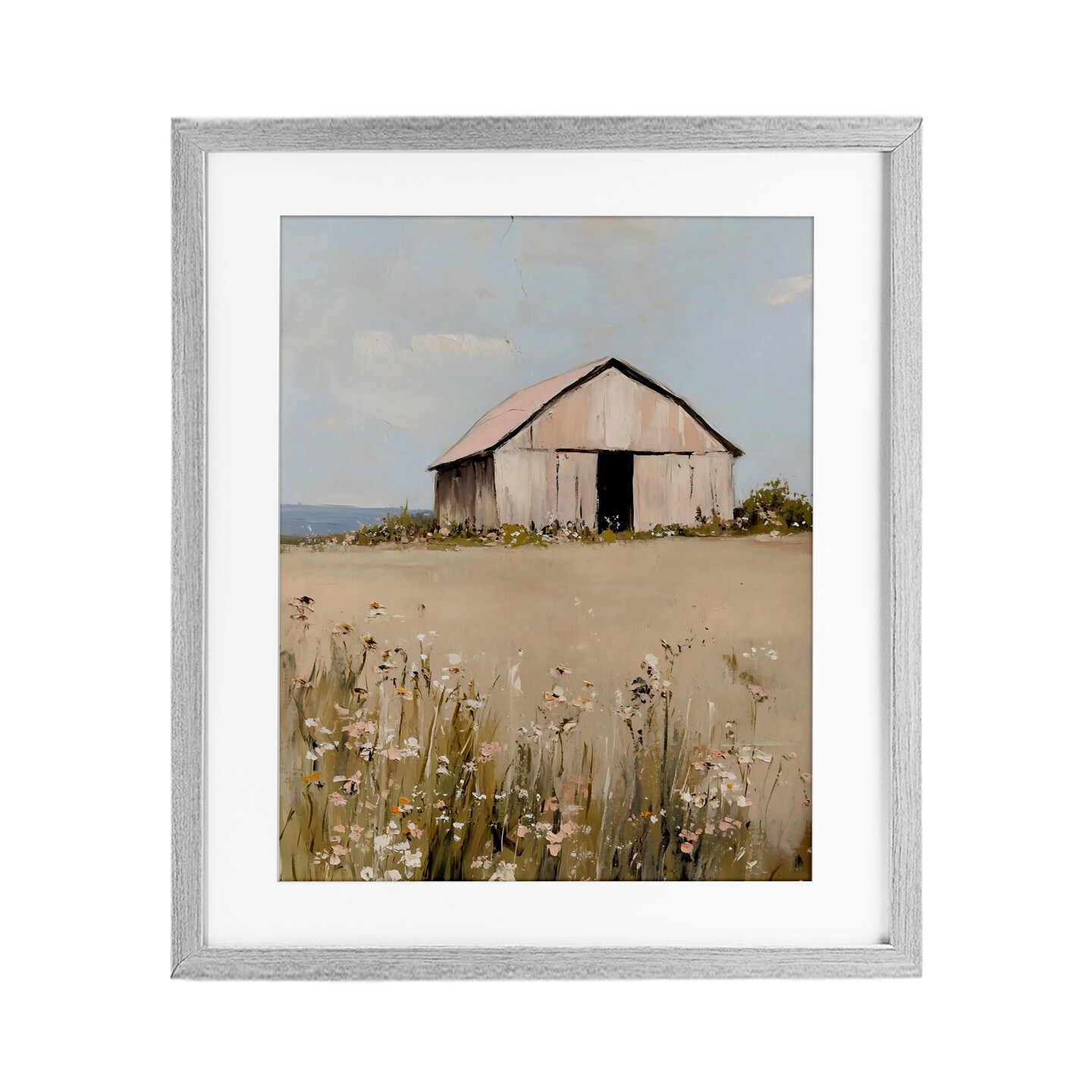 Stupell Industries Pretty Pink Barn Landscape Framed Print Under Glass, design by Franklyn Gregory