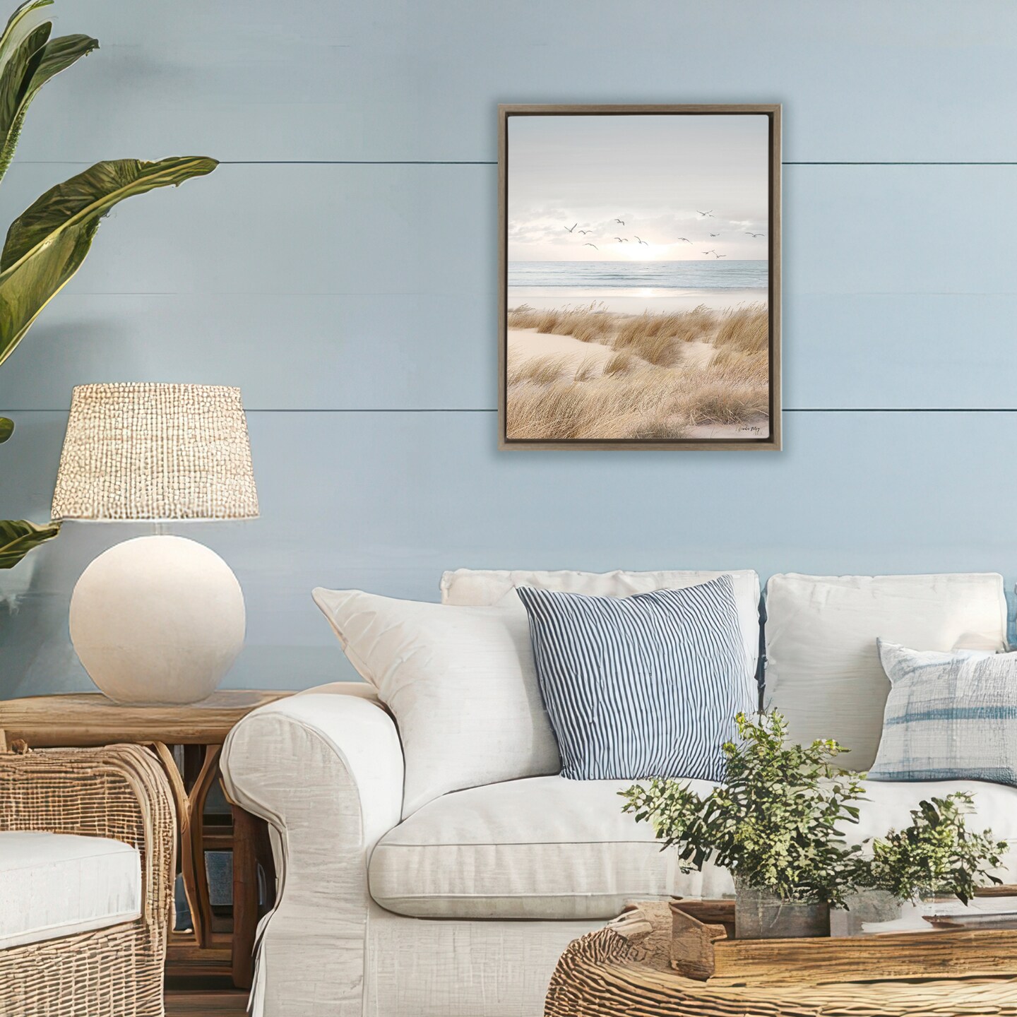 Stupell Industries Coastal Dreams Seagulls Floating Frame, design by Amber Sterling