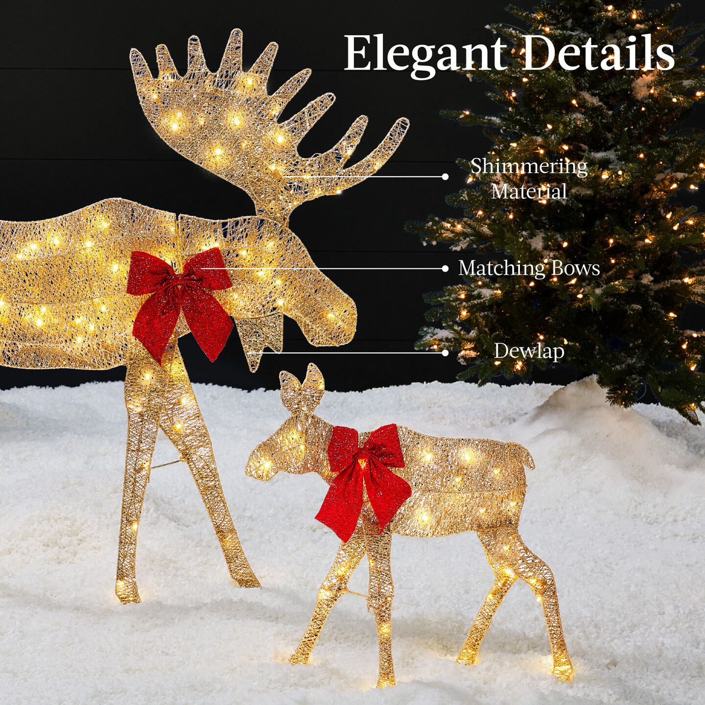 Best Choice Products 4ft 2-Piece Lighted 2D Christmas Moose Set Outdoor Décor w/ 125 LED Lights, Stakes