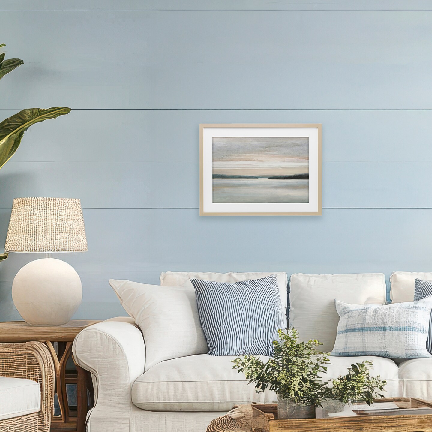 Stupell Industries Muted Lake Abstraction Framed Print Under Glass, design by Amber Sterling