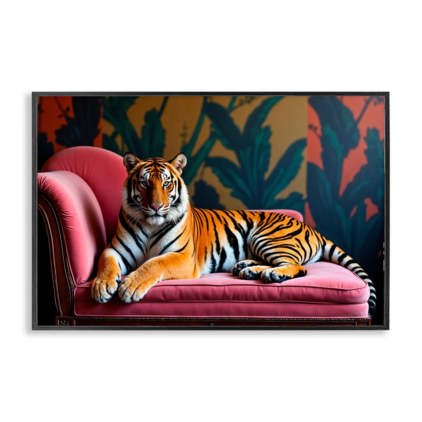 Stupell Industries Exotic Tiger Lounging Framed Giclee, design by Lettered and Lined