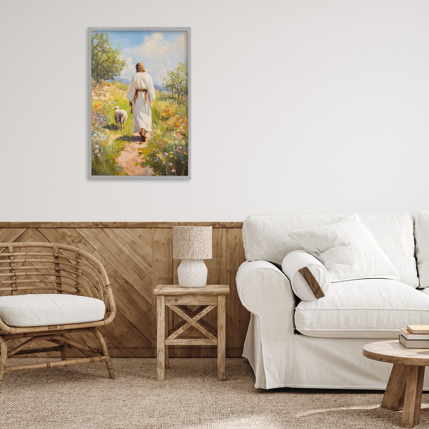 Stupell Industries Jesus Leaving the Sheep Framed Giclee, design by LSR Design Studio