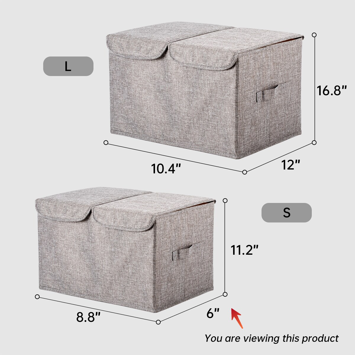 VUSIGN 8.8″ × 11.2″ Wardrobe Flip‑Top Storage Box Small Dark Gray – Dual‑Lid Fabric Organizer Bin with Divider, Collapsible & Stackable