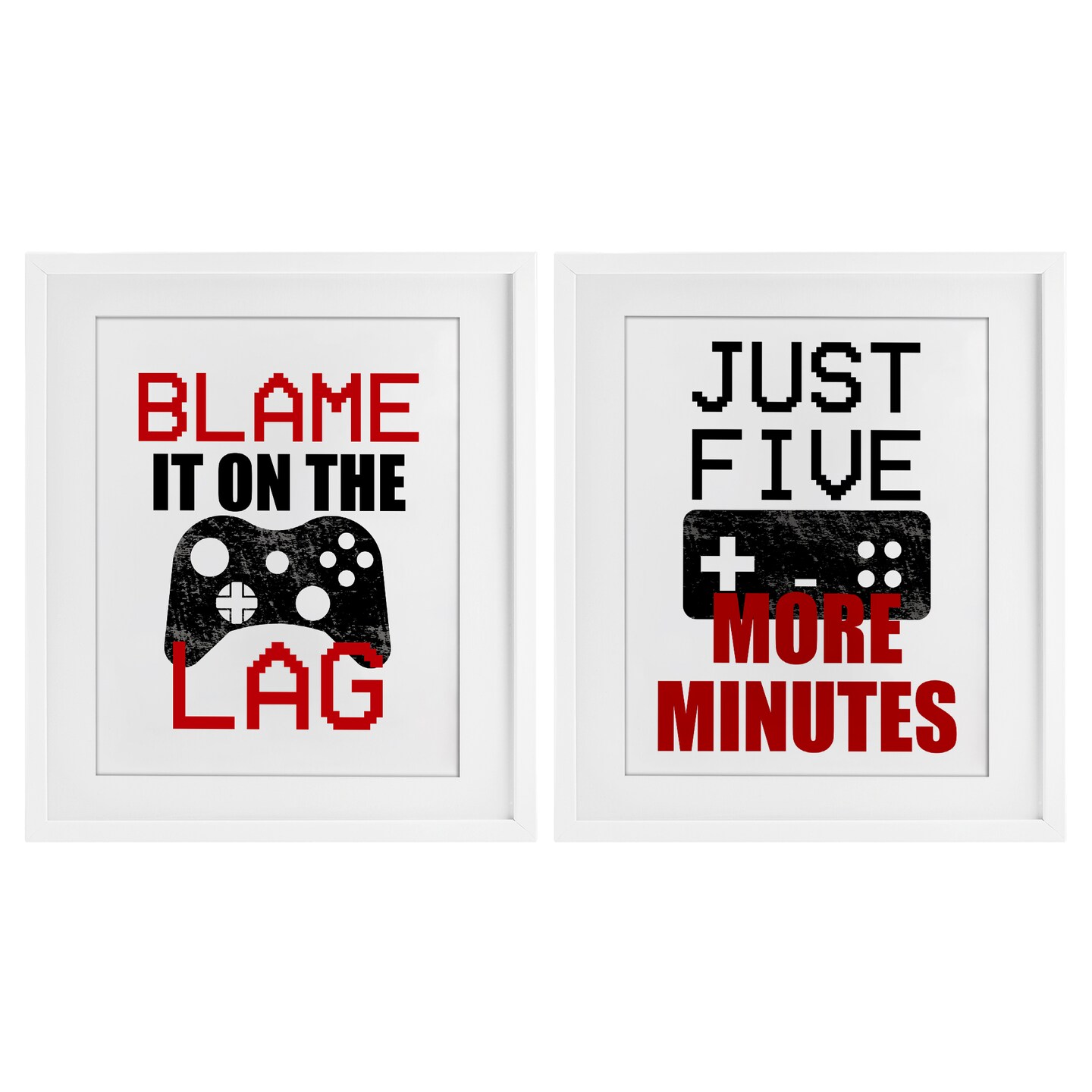 Stupell Industries Funny Gamer Phrases 2pc Framed Print Under Glass Set, design by Kim Allen
