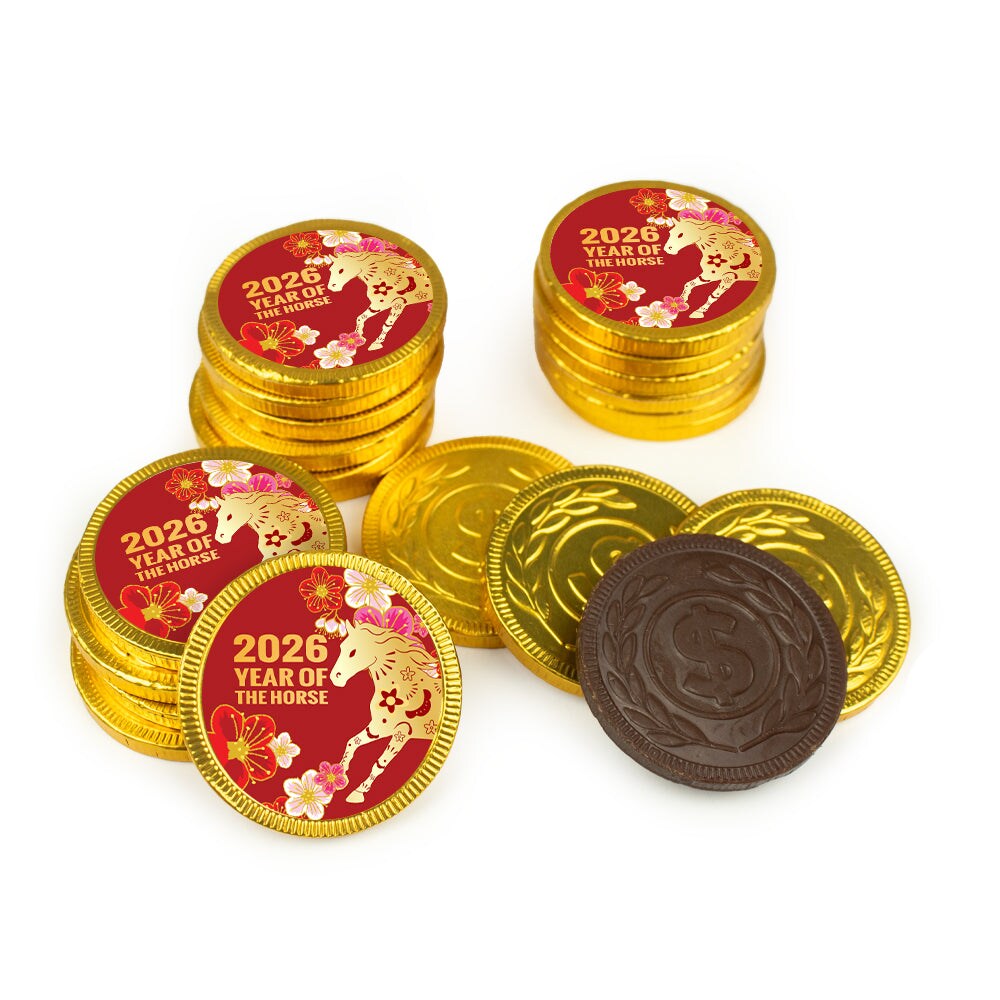 80ct Chinese New Year Candy Chocolate Coins Party Favors (80 Pack) - 2026 - Year of the Horse