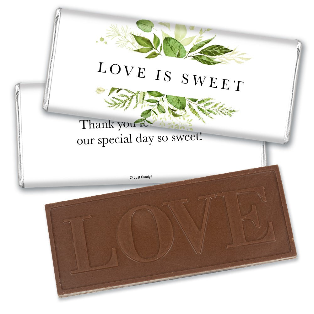 36 Pcs Wedding Candy Party Favors in Bulk Embossed Belgian Chocolate Bars - Botanical