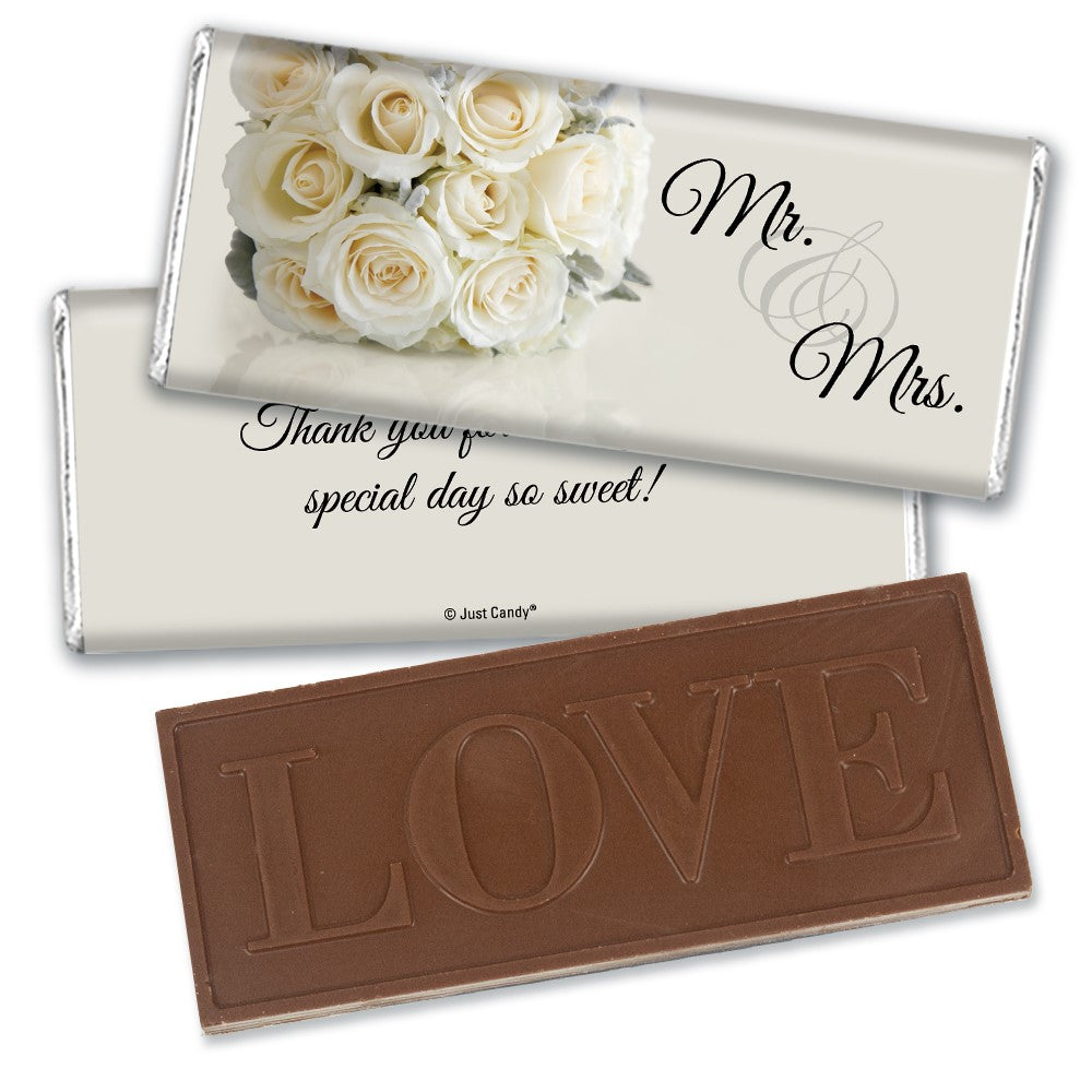 36 Pcs Wedding Candy Party Favors in Bulk Embossed Belgian Chocolate Bars - Floral