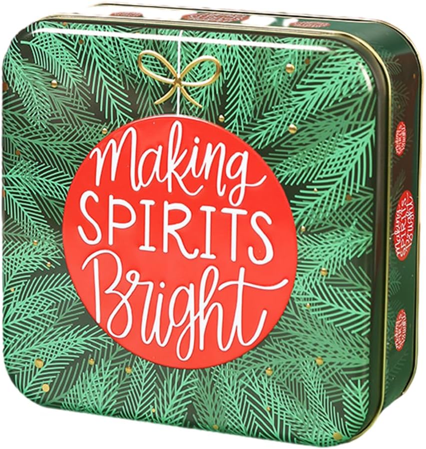 Christmas Embossed Square Cookie Tin - Making Spirits Bright