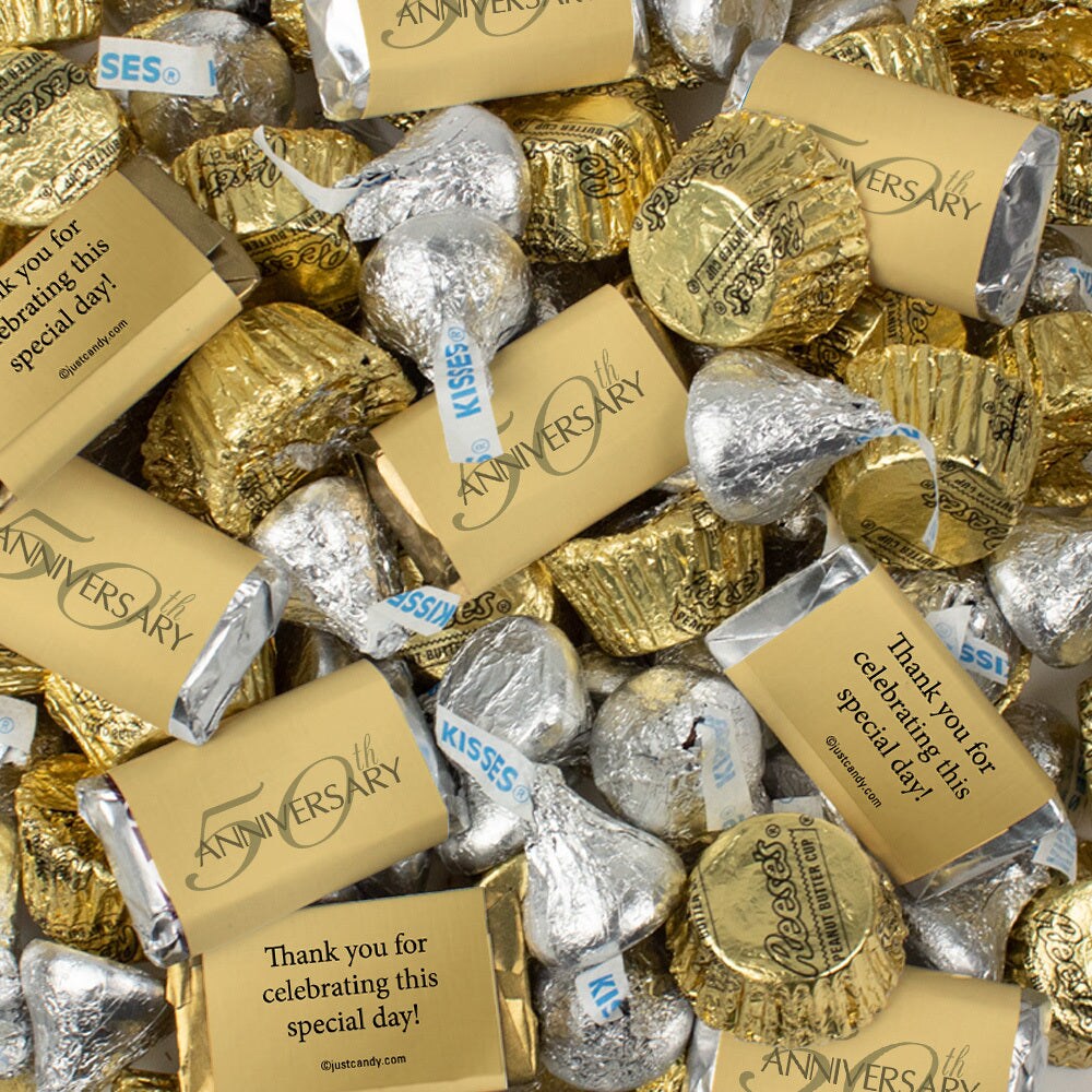 110 Pcs 50th Anniversary Candy Party Favors Hershey's Chocolate Mix (1.62 lb, Approx. 110 Pcs) - By Just Candy