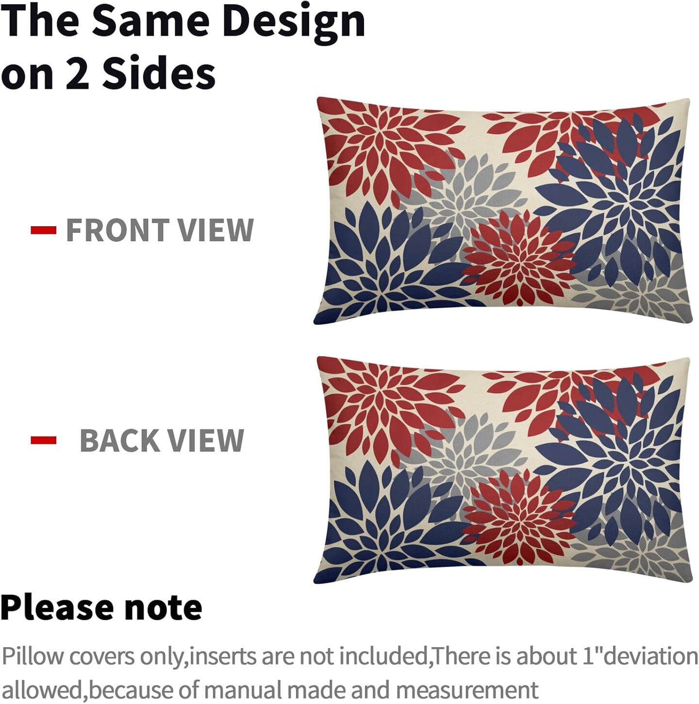 12X20 Inch Set of 2, Decorative Rectangle Throw Pillow Covers for 4th of July Decorations