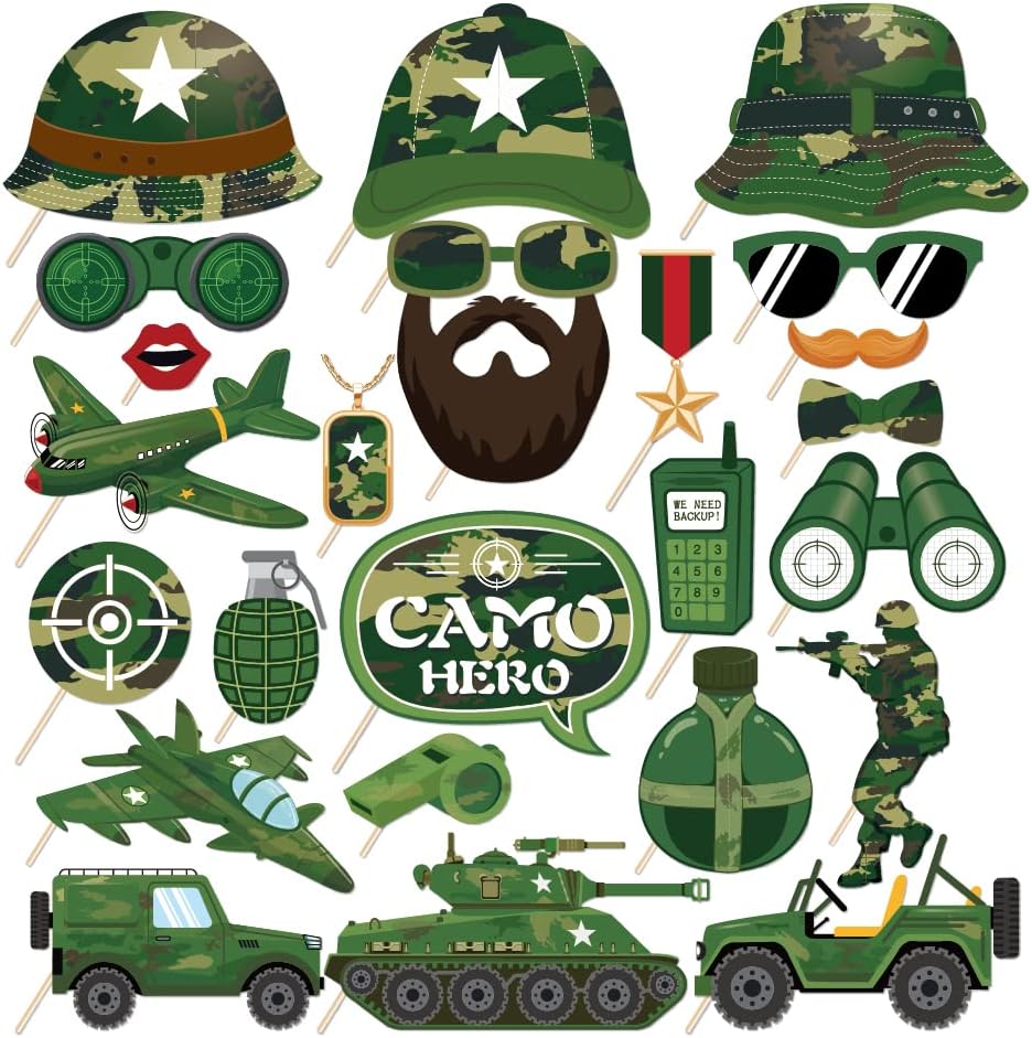 25pcs Soldier Themed Photo Booth Props
